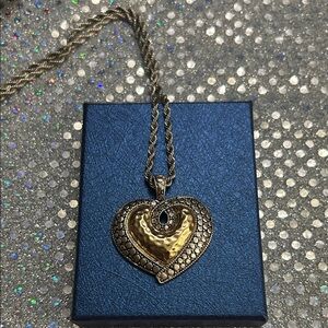 Gold and Silver Heart Pendant Necklace